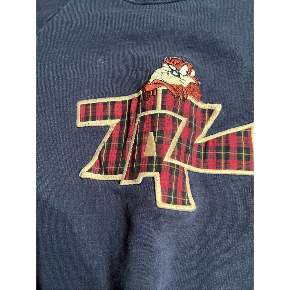 Vintage 90's Taz Tazmanian Devil Looney Tunes Navy Large Crewneck Sweatshirt - Picture 2 of 6